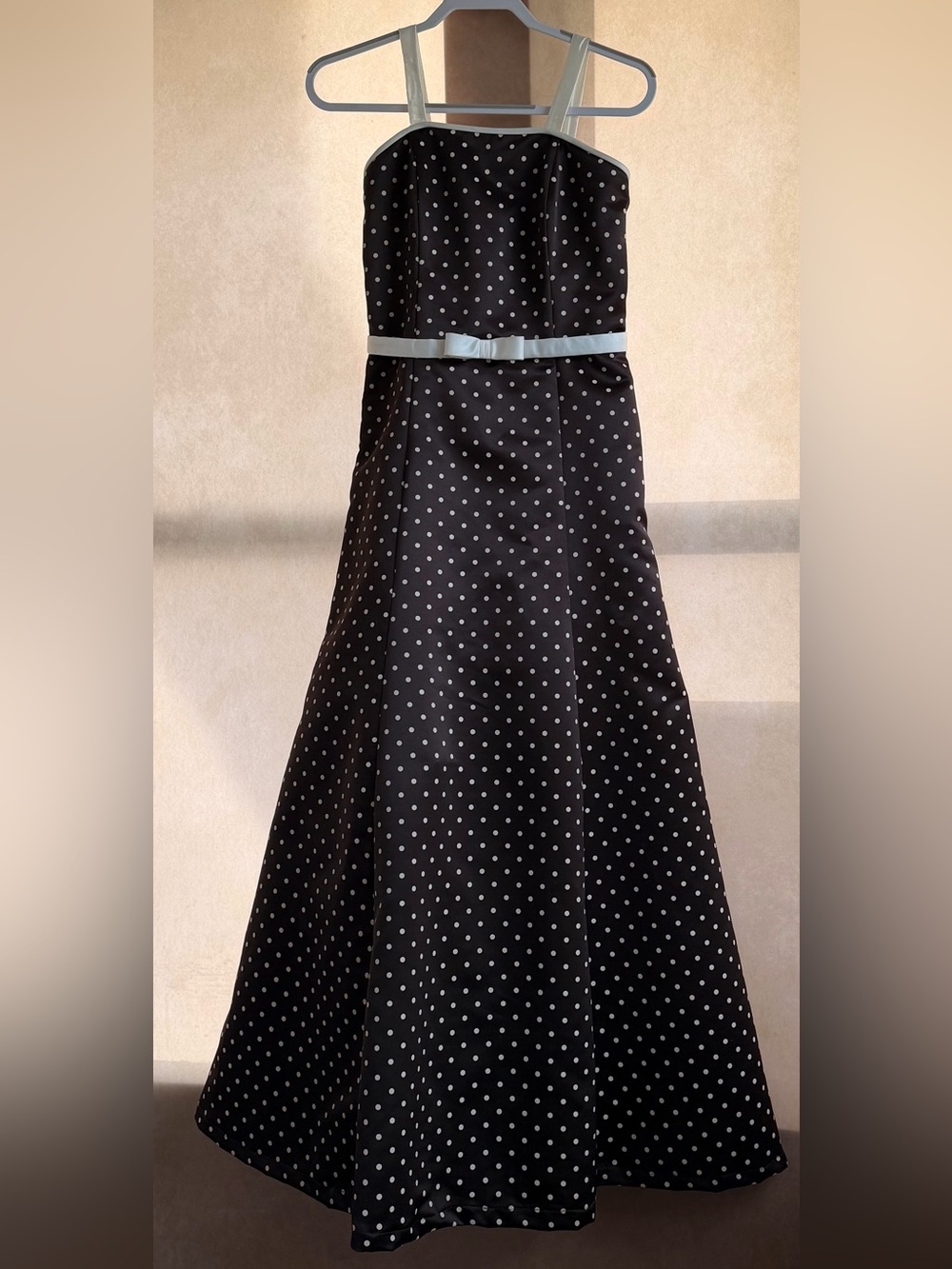 Gunne Sax Black Polka Dot A-Line Dress with White Trim